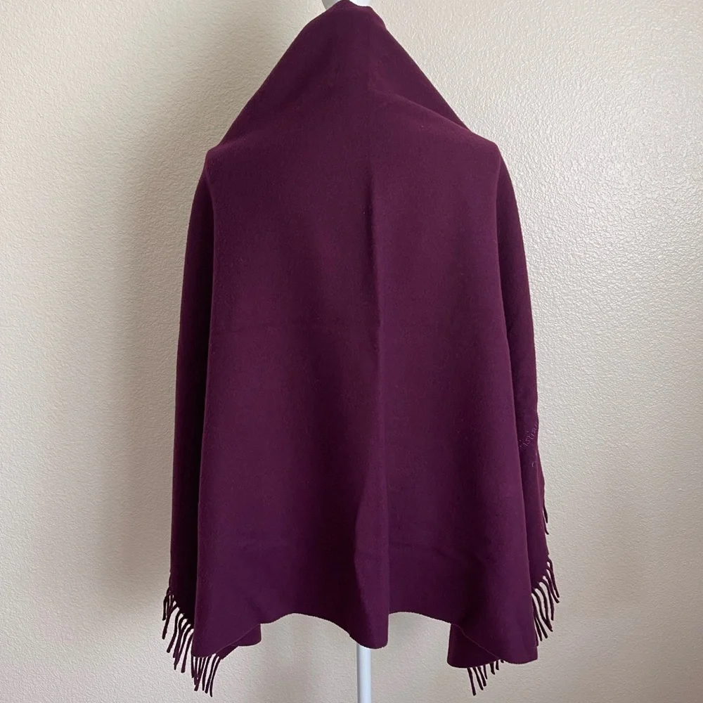 Christian Dior large purple 100% wool scarf fringe fluffy warm logo CD floral